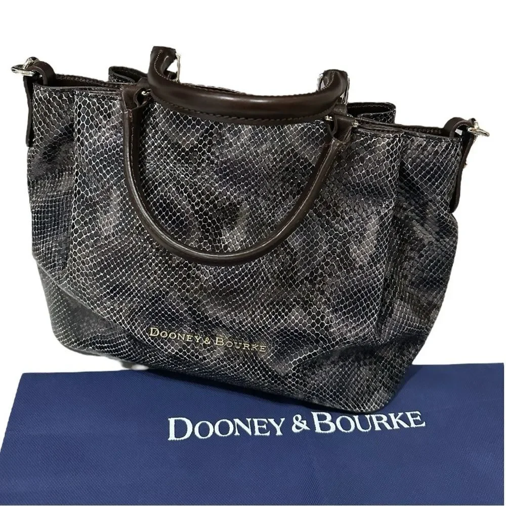 Dooney & Bourke City Python Barlow Purse Satchel w Shoulder Strap & Dust Bag